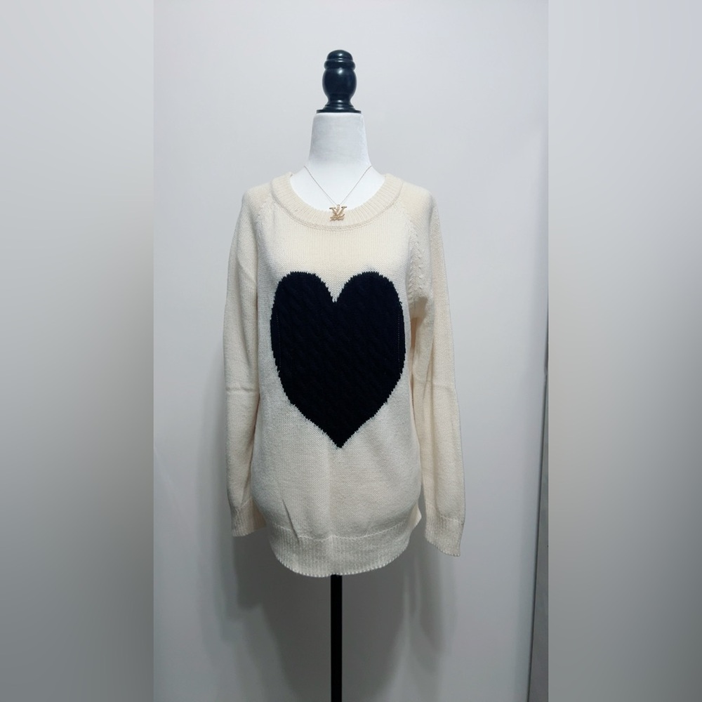 Heart Pattern Cream Sweater